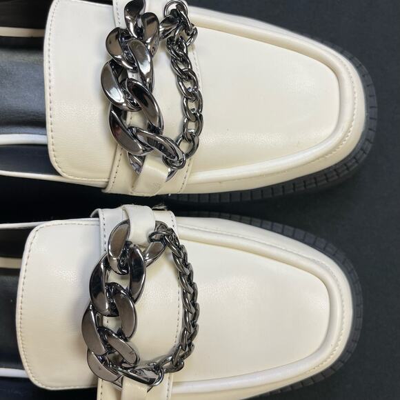 BP New Tristan Chunky Cream Faux Leather Chain Loafer 9M NWOB - Picture 7 of 11